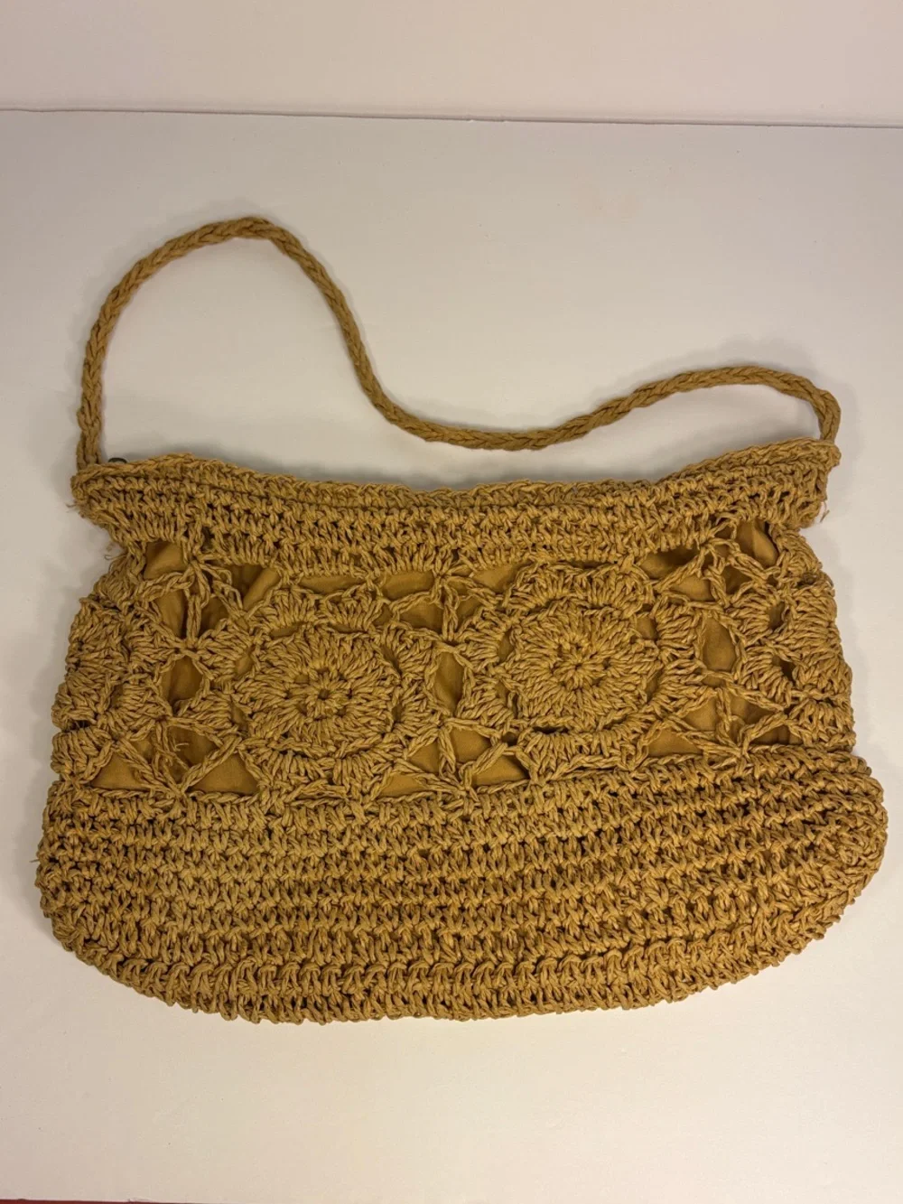 SHEIN Crochet Shoulder Bag in Mustard